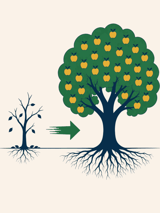 broken to renovated website metaphor using trees